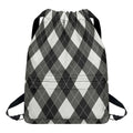 Shadow Grey Argyle Pattern Print Drawstring Backpack