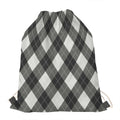 Shadow Grey Argyle Pattern Print Drawstring Bag