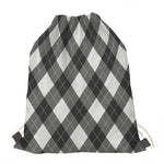 Shadow Grey Argyle Pattern Print Drawstring Bag