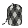Shadow Grey Argyle Pattern Print Drawstring Makeup Bag