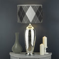 Shadow Grey Argyle Pattern Print Drum Lamp Shade