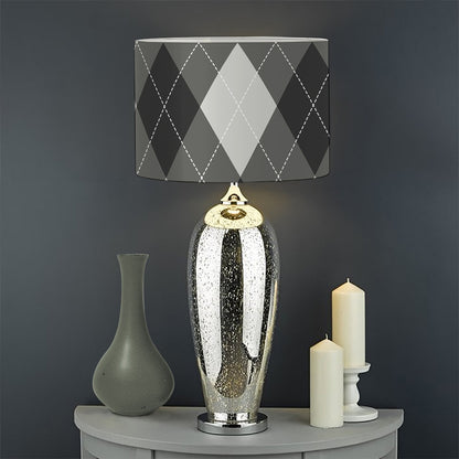 Shadow Grey Argyle Pattern Print Drum Lamp Shade