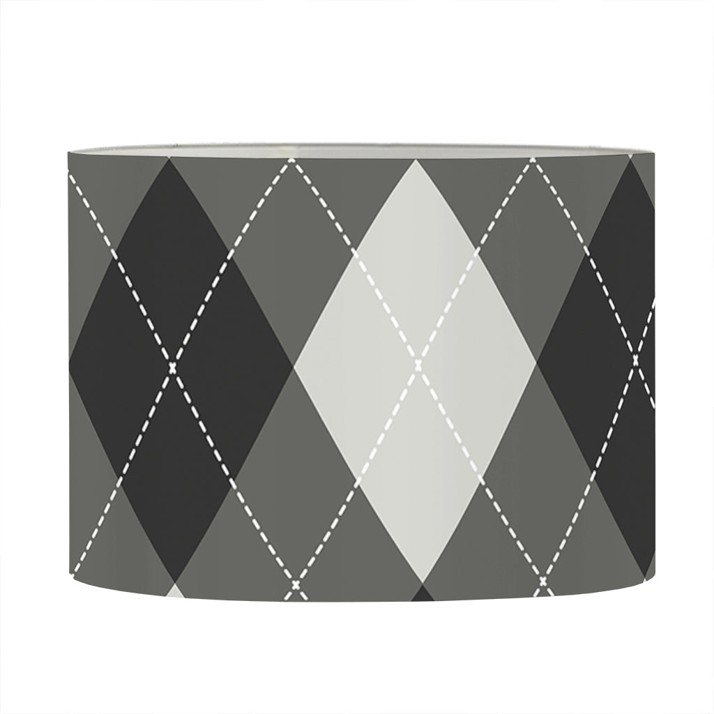 Shadow Grey Argyle Pattern Print Drum Lamp Shade