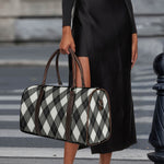 Shadow Grey Argyle Pattern Print Duffle Bag