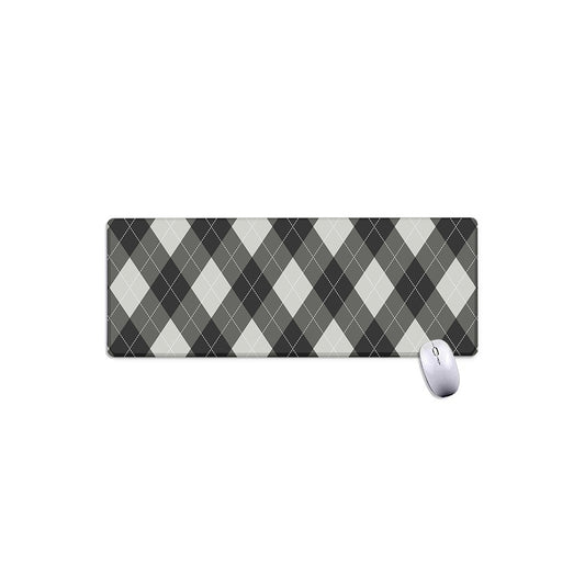 Shadow Grey Argyle Pattern Print Extended Mouse Pad