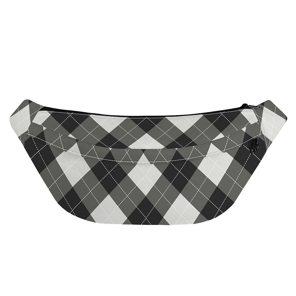 Shadow Grey Argyle Pattern Print Fanny Pack