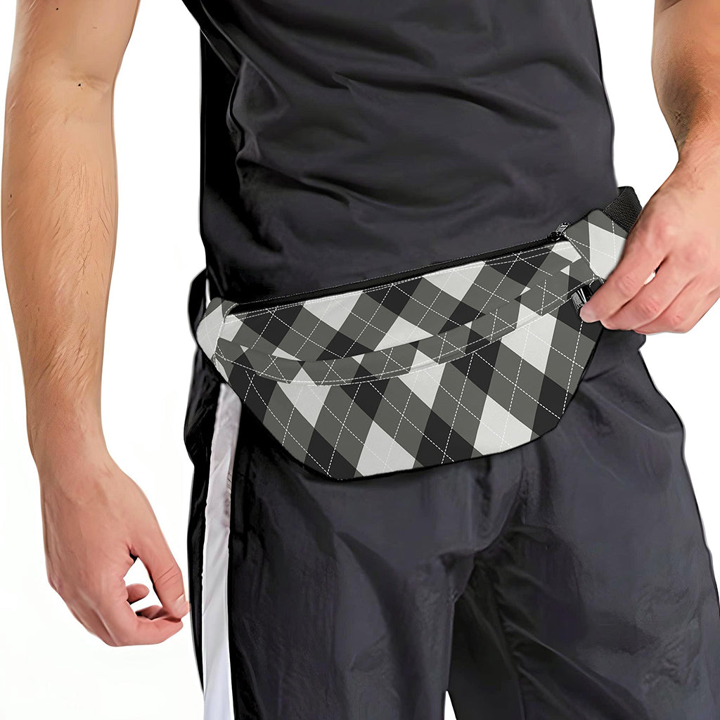 Shadow Grey Argyle Pattern Print Fanny Pack