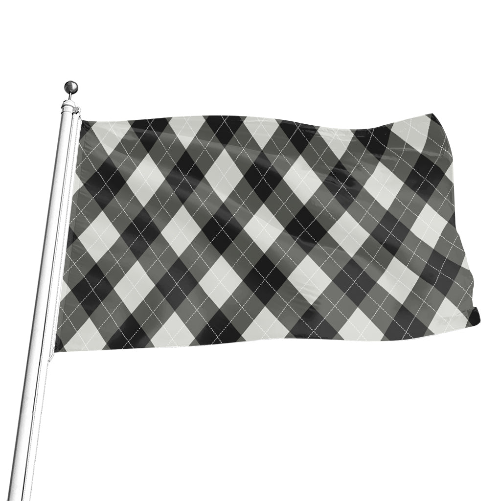 Shadow Grey Argyle Pattern Print Flag