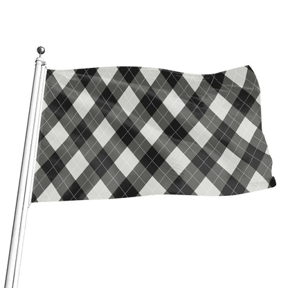Shadow Grey Argyle Pattern Print Flag