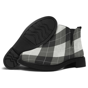 Shadow Grey Argyle Pattern Print Flat Ankle Boots