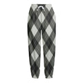 Shadow Grey Argyle Pattern Print Fleece Lined Knit Pants