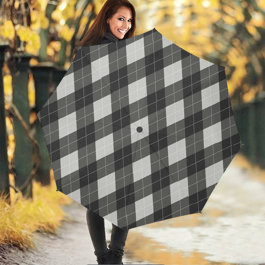 Shadow Grey Argyle Pattern Print Foldable Umbrella