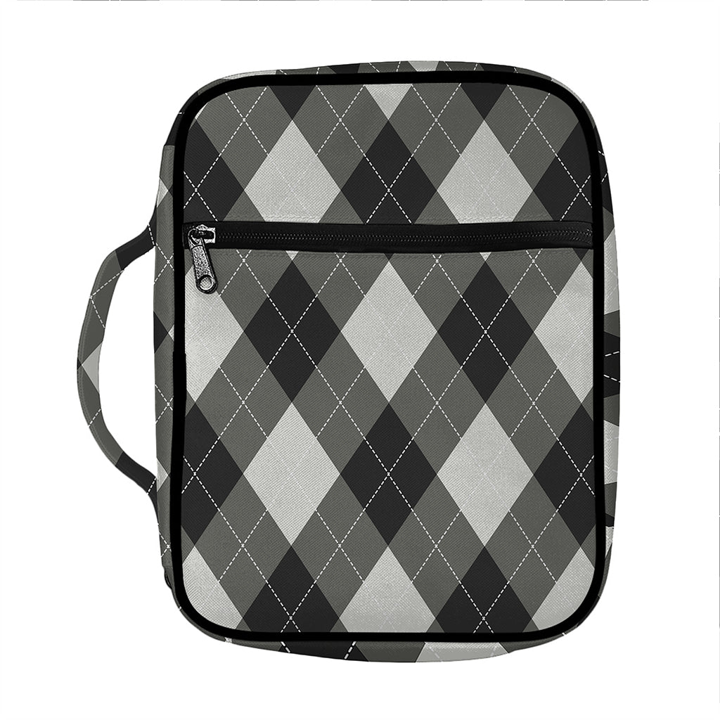 Shadow Grey Argyle Pattern Print Front Pocket Bible Bag