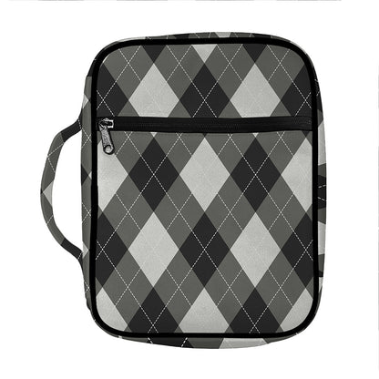 Shadow Grey Argyle Pattern Print Front Pocket Bible Bag