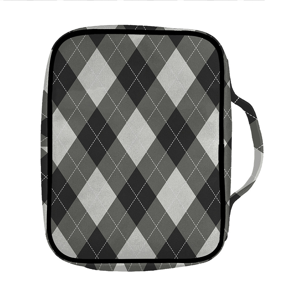 Shadow Grey Argyle Pattern Print Front Pocket Bible Bag