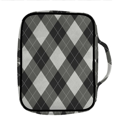 Shadow Grey Argyle Pattern Print Front Pocket Bible Bag
