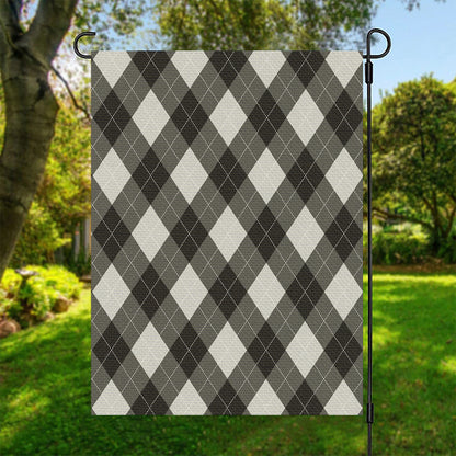 Shadow Grey Argyle Pattern Print Garden Flag