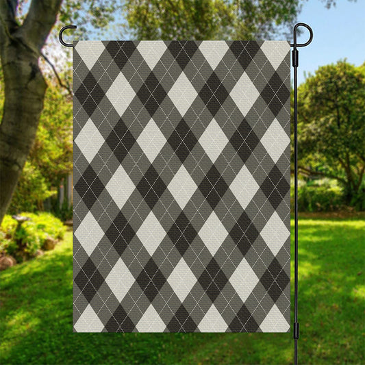 Shadow Grey Argyle Pattern Print Garden Flag
