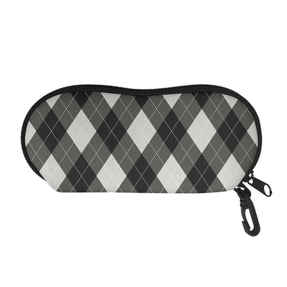 Shadow Grey Argyle Pattern Print Glasses Case