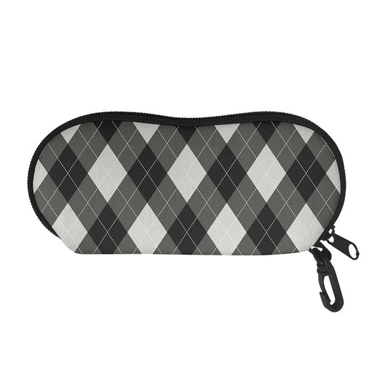 Shadow Grey Argyle Pattern Print Glasses Case