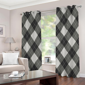 Shadow Grey Argyle Pattern Print Grommet Curtains