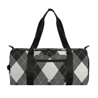 Shadow Grey Argyle Pattern Print Gym Bag