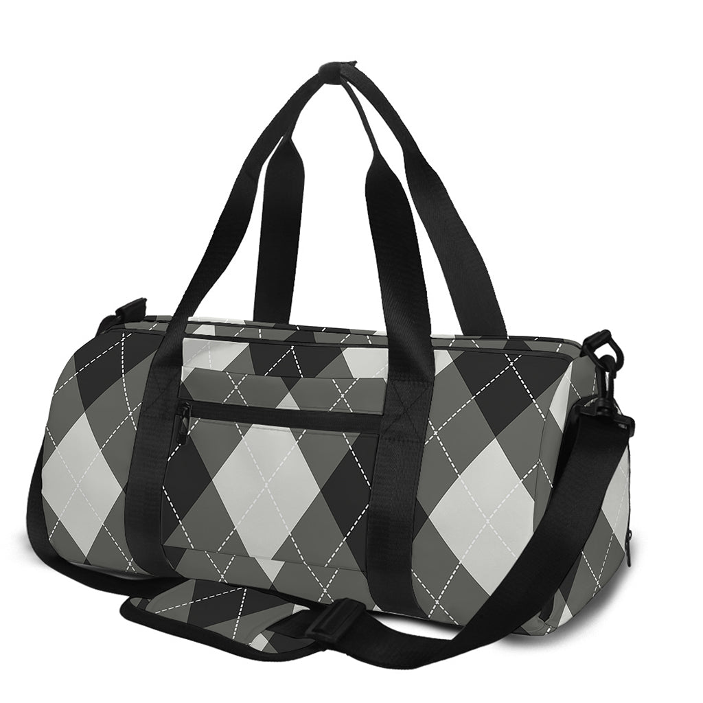Shadow Grey Argyle Pattern Print Gym Bag