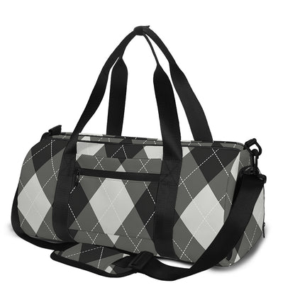Shadow Grey Argyle Pattern Print Gym Bag