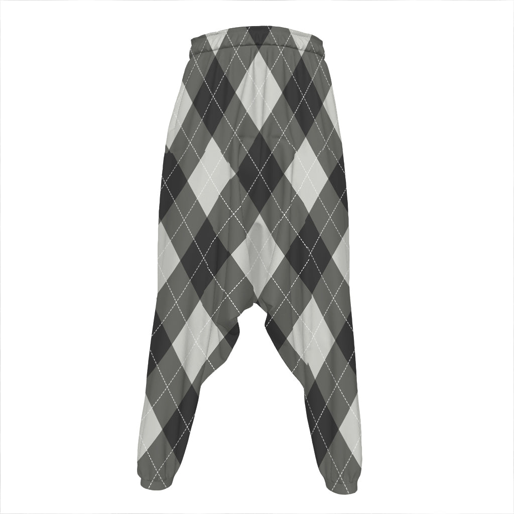 Shadow Grey Argyle Pattern Print Hammer Pants