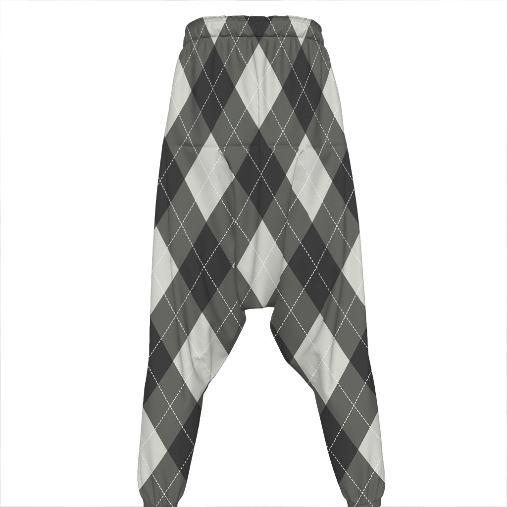 Shadow Grey Argyle Pattern Print Hammer Pants