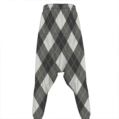 Shadow Grey Argyle Pattern Print Hammer Pants