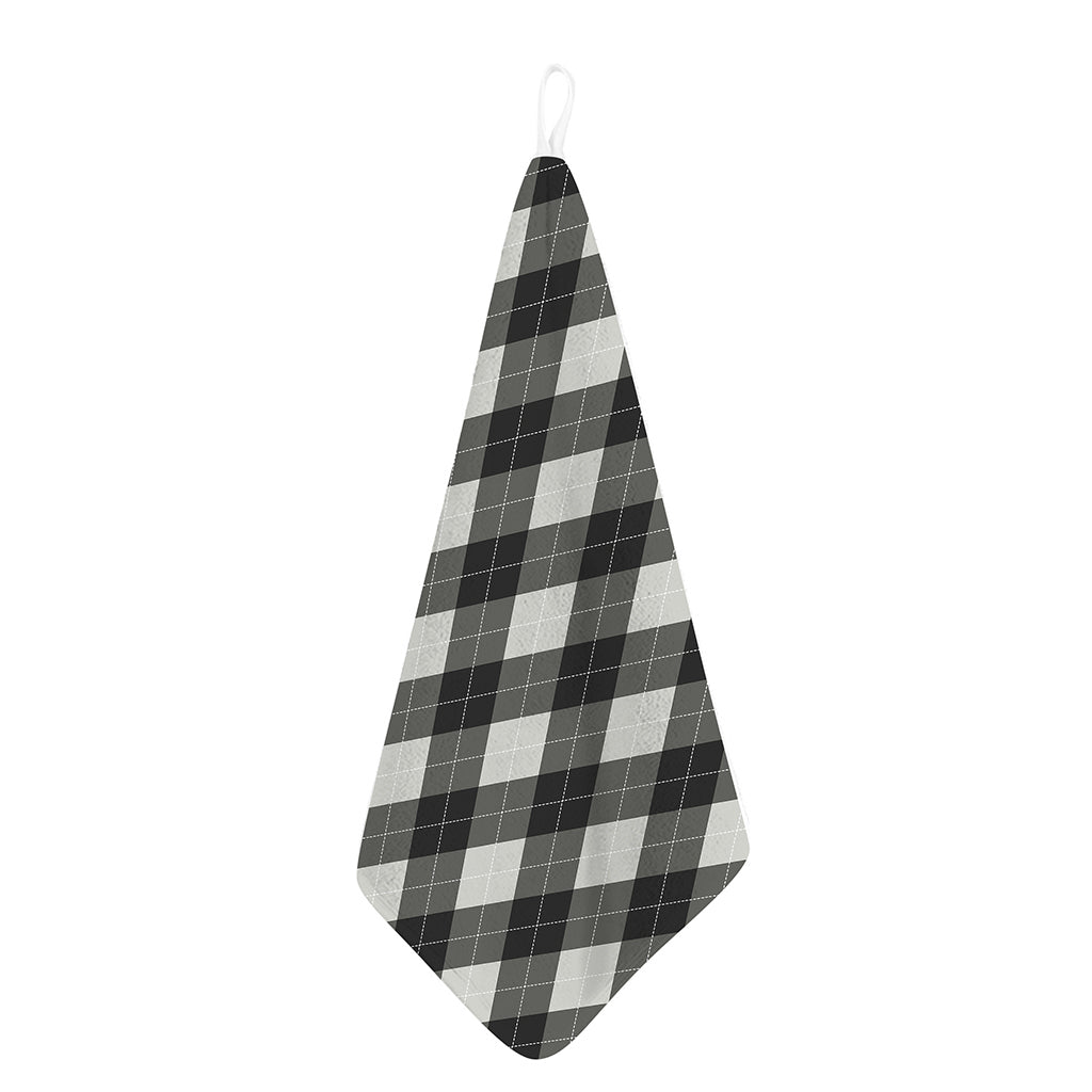 Shadow Grey Argyle Pattern Print Hand Towel