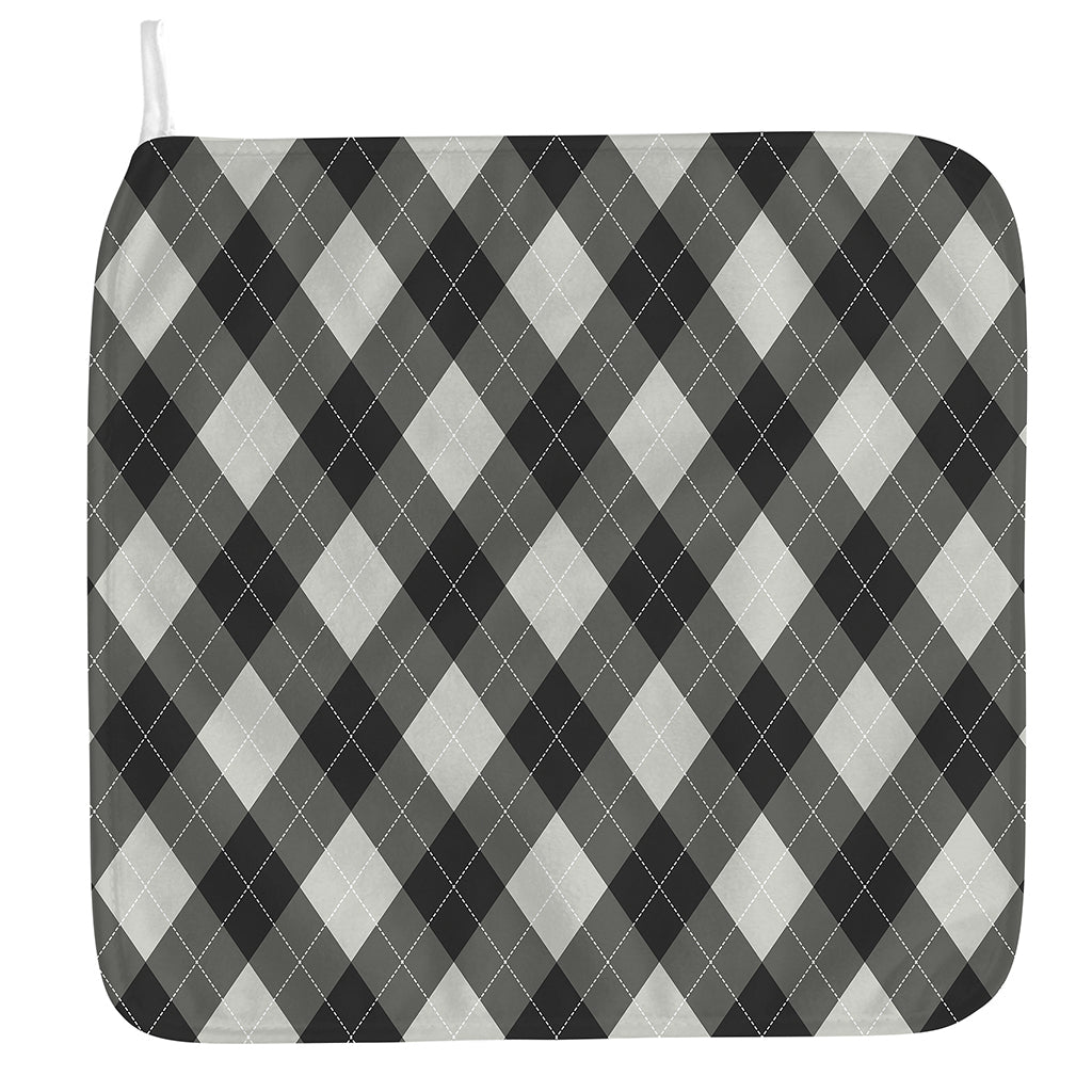 Shadow Grey Argyle Pattern Print Hand Towel