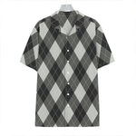 Shadow Grey Argyle Pattern Print Hawaiian Shirt