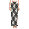 Shadow Grey Argyle Pattern Print High Slit Maxi Skirt