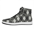 Shadow Grey Argyle Pattern Print High Top Leather Sneakers