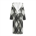 Shadow Grey Argyle Pattern Print Hooded Bathrobe
