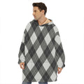 Shadow Grey Argyle Pattern Print Hoodie Blanket