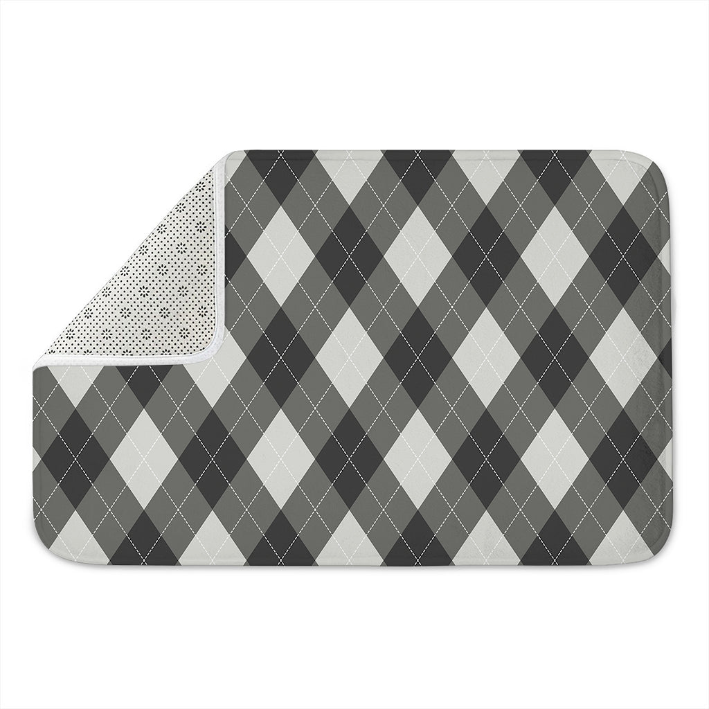 Shadow Grey Argyle Pattern Print Indoor Door Mat
