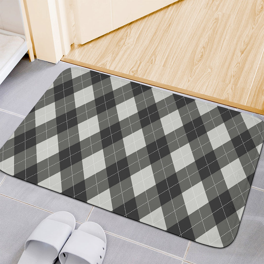 Shadow Grey Argyle Pattern Print Indoor Door Mat