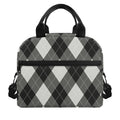 Shadow Grey Argyle Pattern Print Insulated Lunch Bag