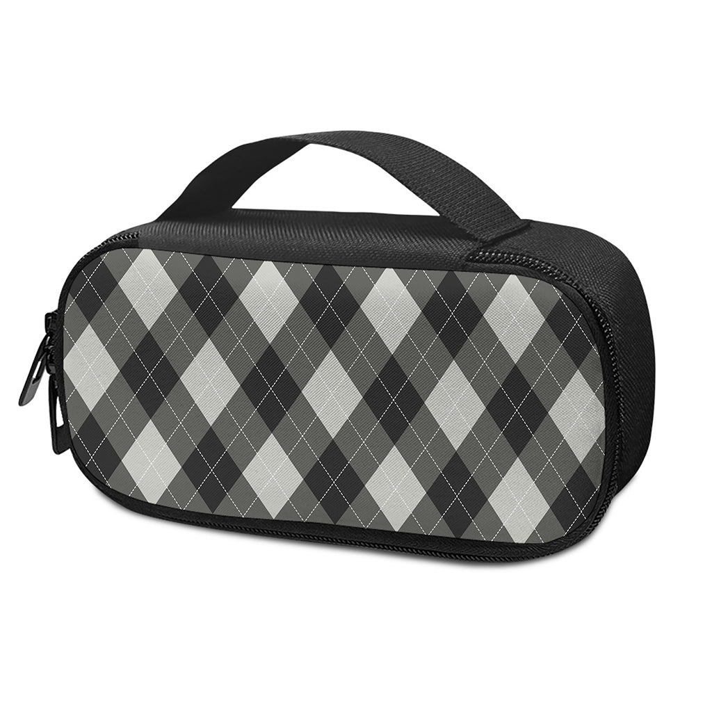 Shadow Grey Argyle Pattern Print Insulin Cooler Travel Case