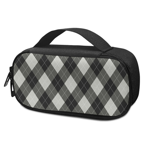 Shadow Grey Argyle Pattern Print Insulin Cooler Travel Case