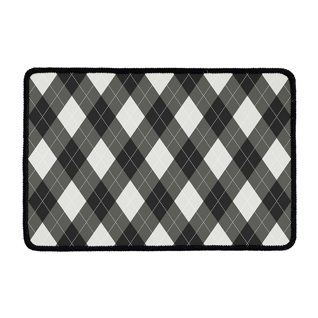 Shadow Grey Argyle Pattern Print Kitchen Mat