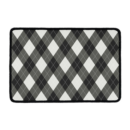 Shadow Grey Argyle Pattern Print Kitchen Mat
