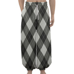 Shadow Grey Argyle Pattern Print Lantern Pants