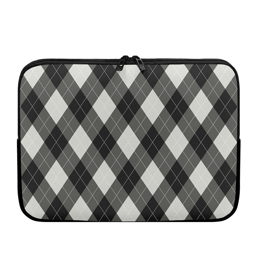 Shadow Grey Argyle Pattern Print Laptop Sleeve