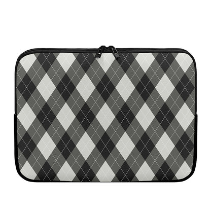 Shadow Grey Argyle Pattern Print Laptop Sleeve