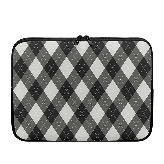 Shadow Grey Argyle Pattern Print Laptop Sleeve