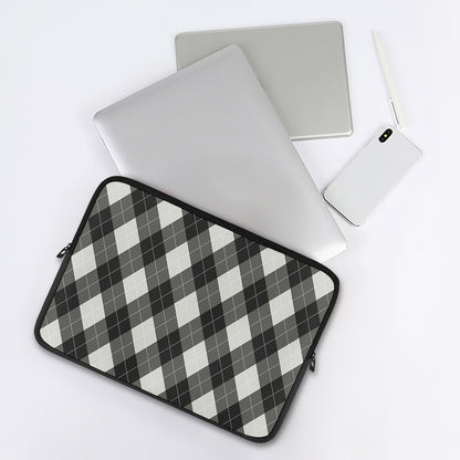 Shadow Grey Argyle Pattern Print Laptop Sleeve